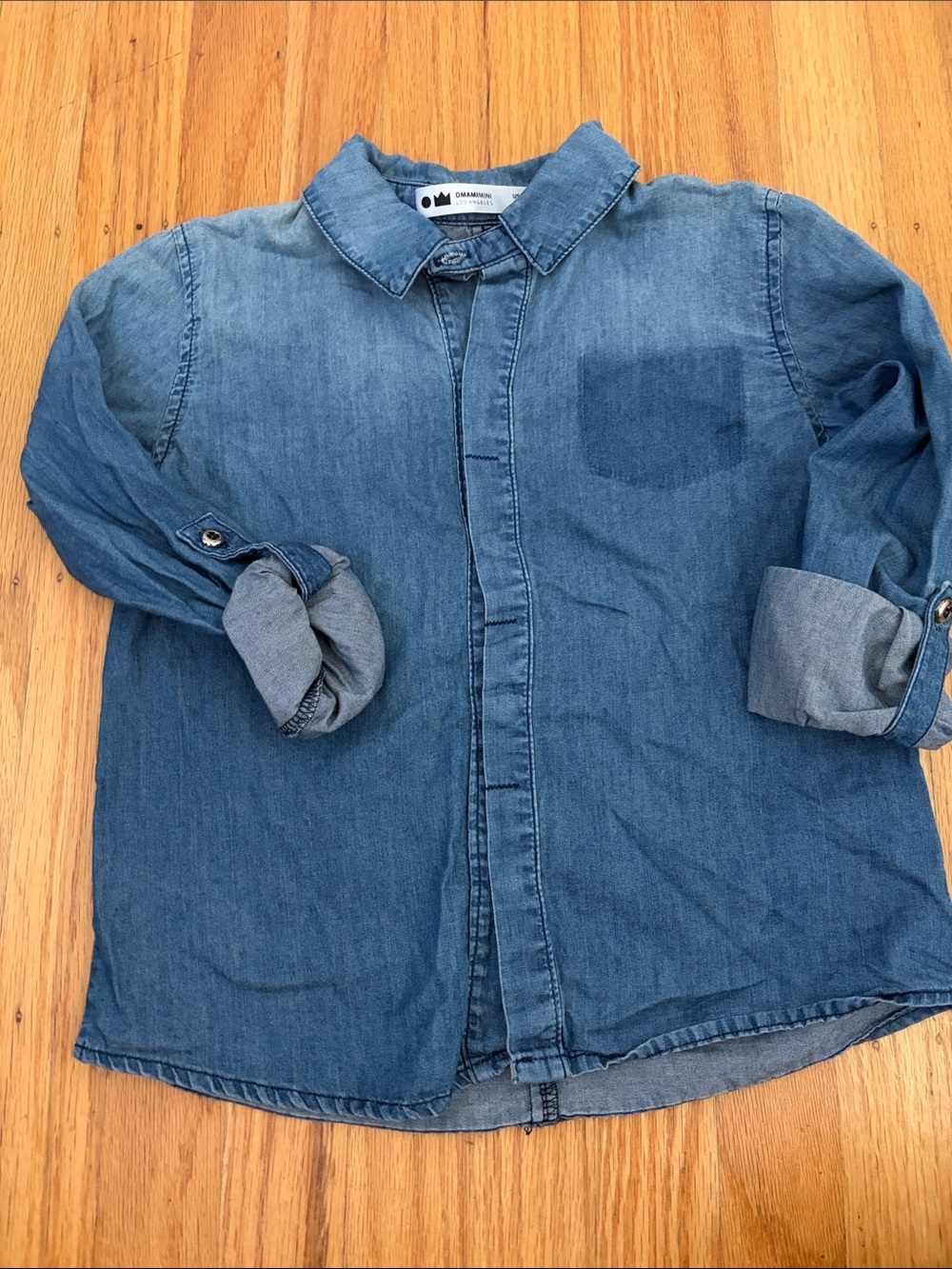 Omamimini Denim Button-Down Shirt - Blue